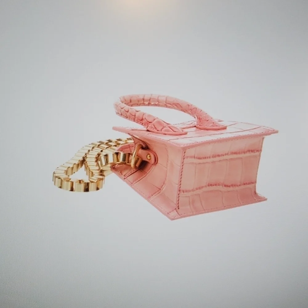 APEDE MOD EMBOSSED LEATHER MINI BAG. NWT PINK Crocodile print - Picture 4 of 16